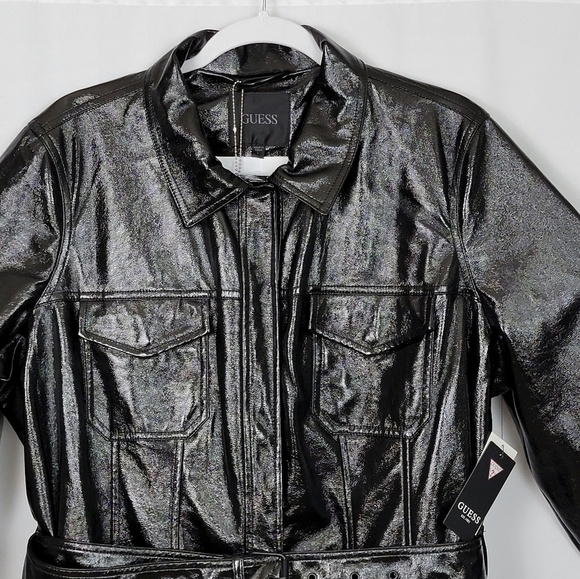 Guess Pax Faux- Black Leather Jacket  W3RL24KBJL0  Womens Size Large New - Picture 7 of 14